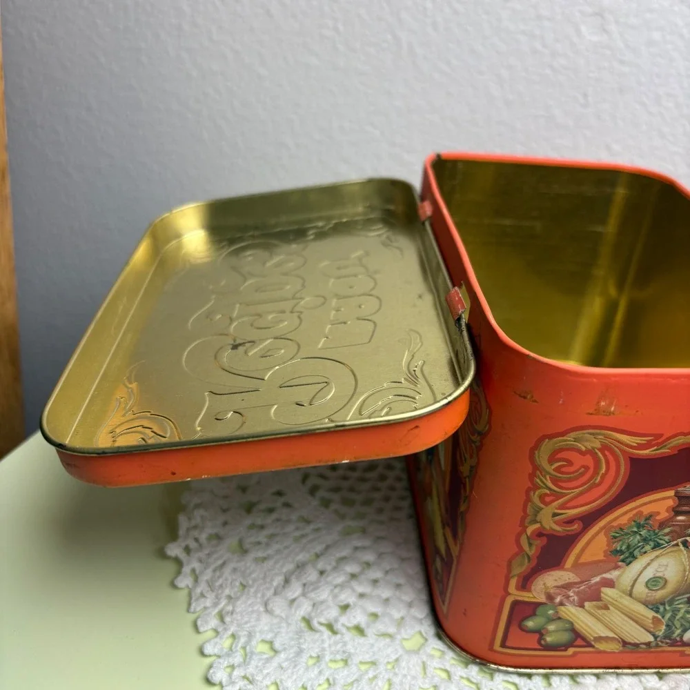 Vintage Ragu Orange Recipe Tin Kitchen Decor Metal Made in England